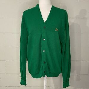 Lacoste Men's Green V-Neck Button Cardigan